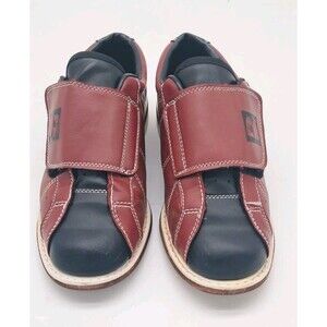 Brunswick Bowling Shoes Men's 6.5 Women's 8 Hook Loop Leather Sole  Red Black